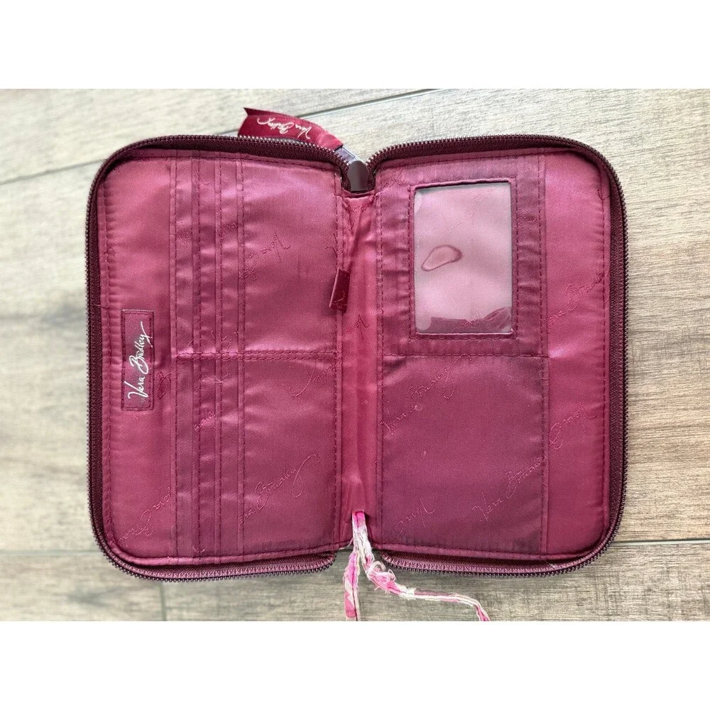 Vera Bradley Carnaby Zip Around Wallet Wristlet Quilted Pink Floral